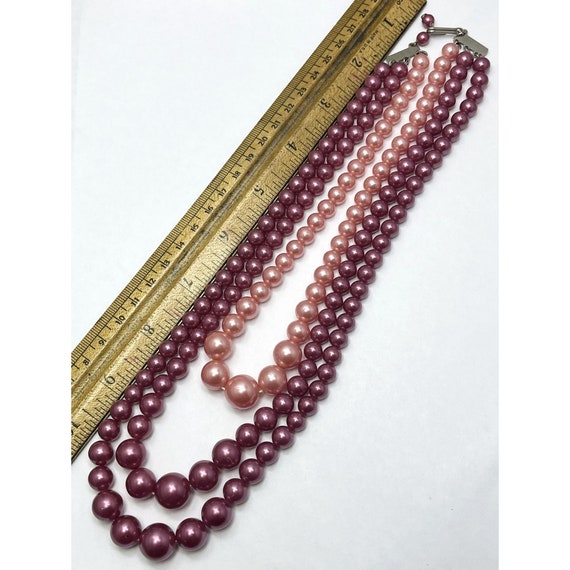 Vintage Pink Multi Strand Beaded Necklace - image 4