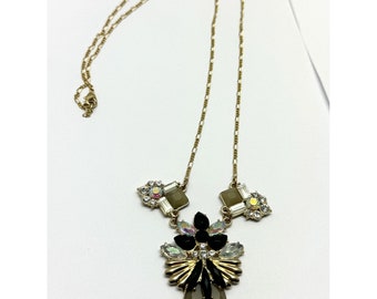 Rhinestone Flower Crystal Chain Pendant Necklace