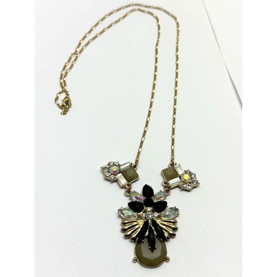 Rhinestone Flower Crystal Chain Pendant Necklace