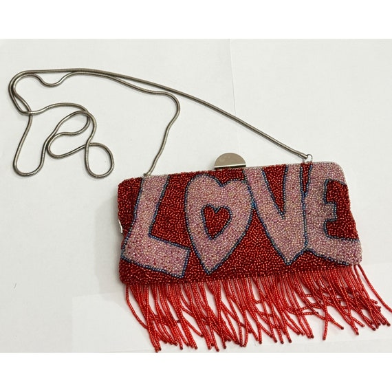 NICOLE MILLER Collection Red Love Beaded Handbag P