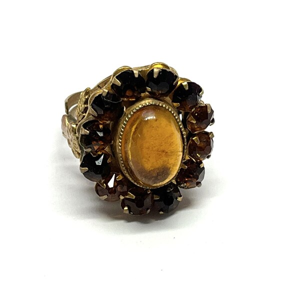 Antique Estate Glass Flower Ring - image 7