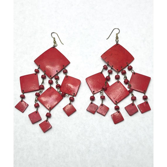 Vintage Red Tassel Earrings - image 3