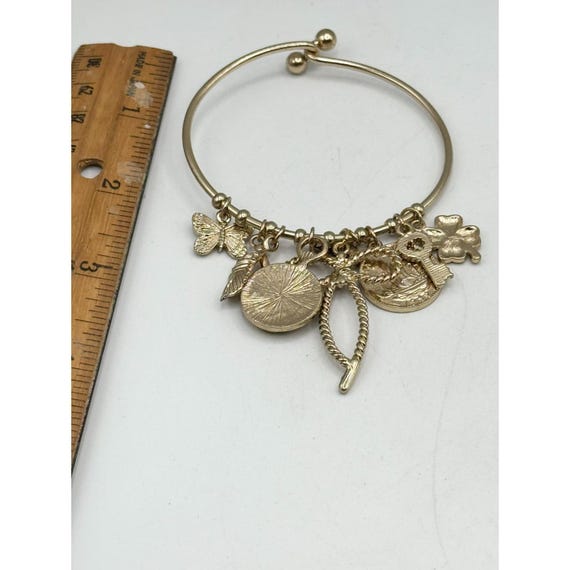 Multi charm bangle gold bracelet - image 4