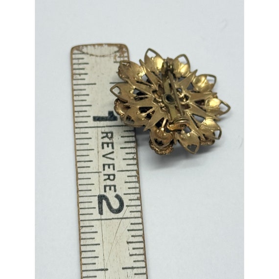 Vintage estate rhinestone flower brooch pin - image 5