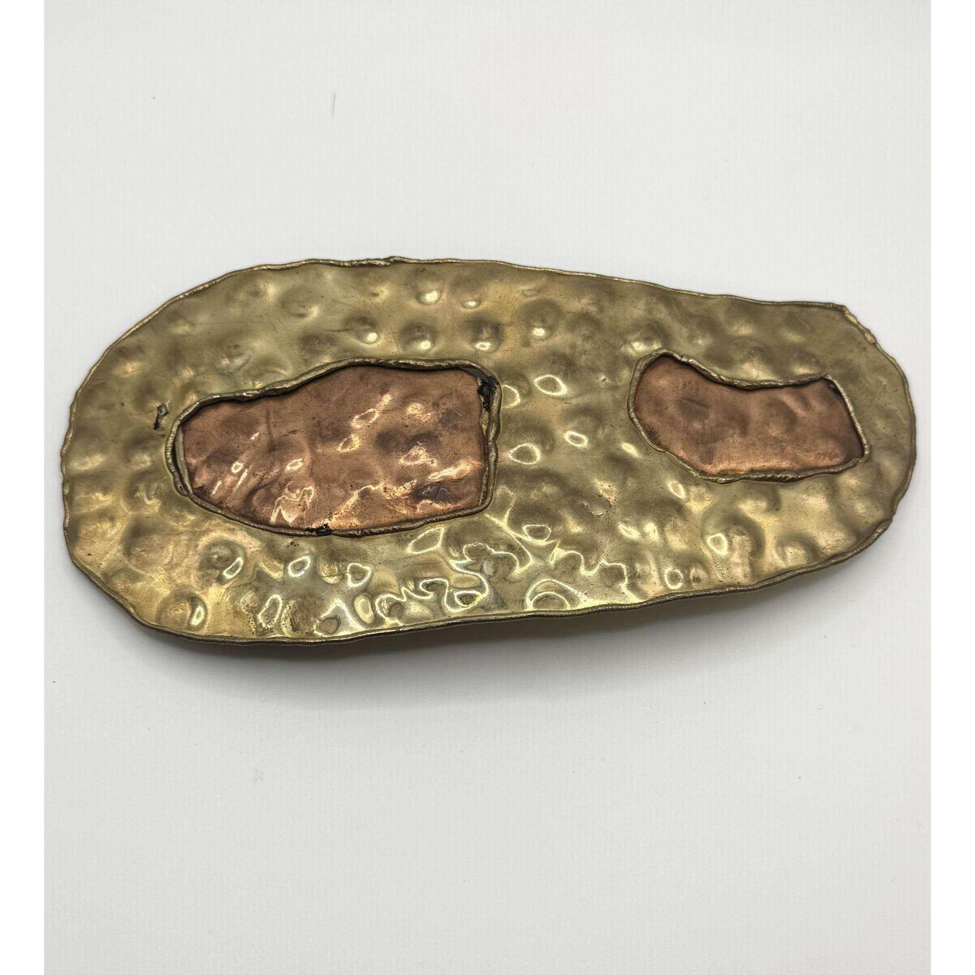 Vintage Brutalist Hammered Brass Copper Large Belt Buckle - Etsy display picture 1