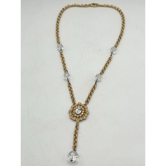 Vintage gold rhinestone crystal necklace - image 5