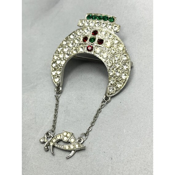 Large Crescent Moon Brooch Vintage Sparkling Crystal Brooch
