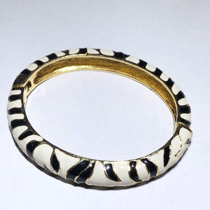 KJL Kenneth J Lane Enamel Striped Cuff Hinged Bangle Bracelet