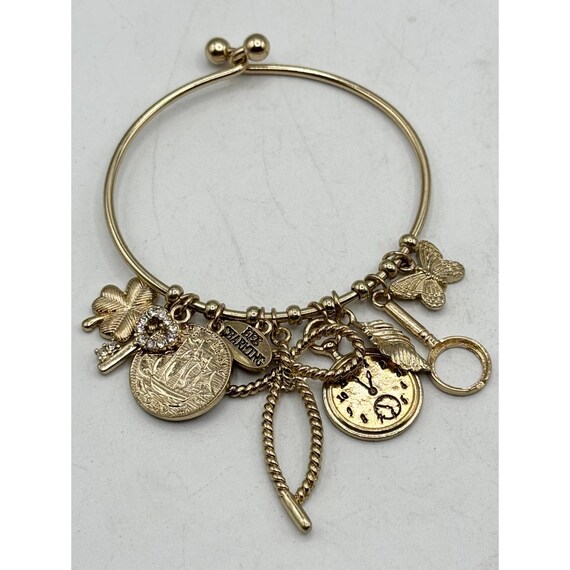 Multi charm bangle gold bracelet - image 2