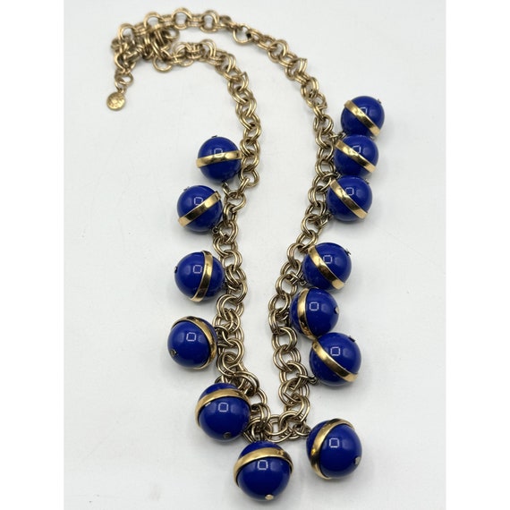 J Crew Blue Charm Gold Chain Necklace - image 2