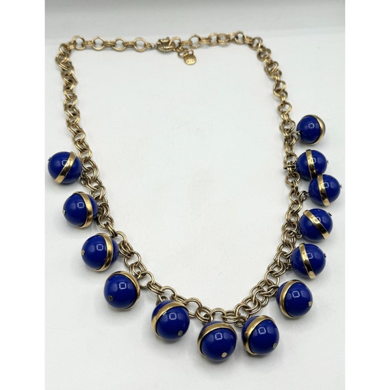 J Crew Blue Charm Gold Chain Necklace - image 4