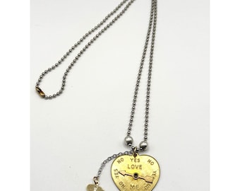Vintage love meter charm bead chain necklace
