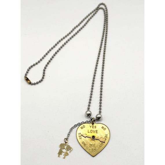 Vintage love meter charm bead chain necklace