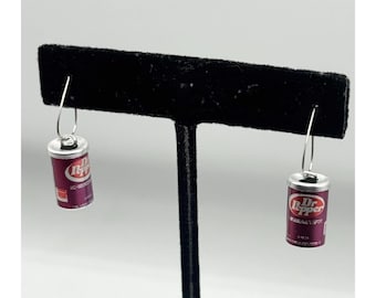 Vintage Dr. Pepper Soda Can Dangle Earrings
