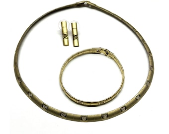 Conjunto de joyería de corazón vintage, collar, pulsera y aretes