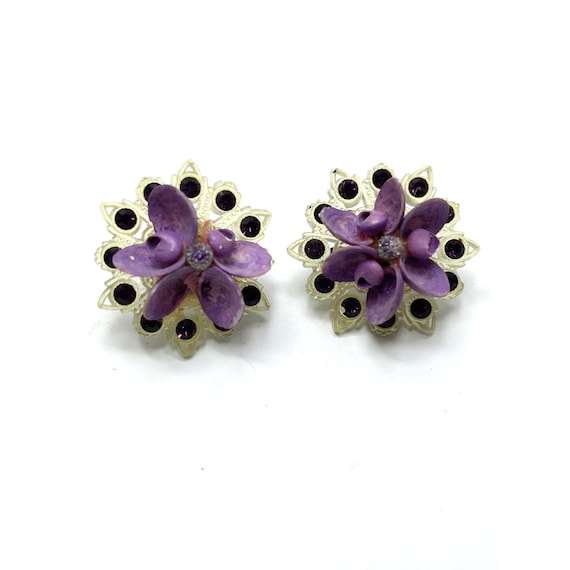 Vintage Purple Flower Earrings