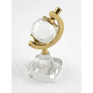 Vintage faceted crystal spinning globe figurine