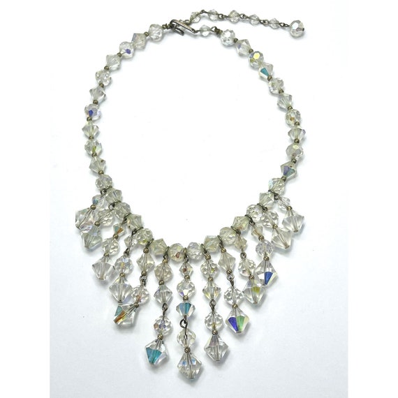 Vintage Crystal Beaded Tassel Fringe Collar Neckl… - image 4