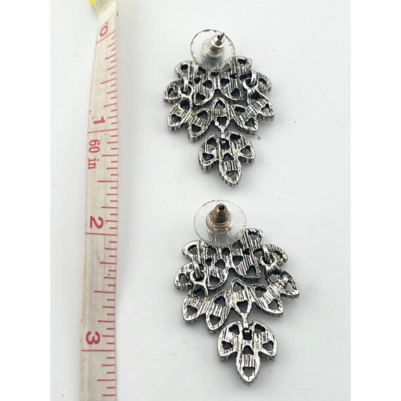 Vintage rhinestone leaf dangle drop earrings - image 4