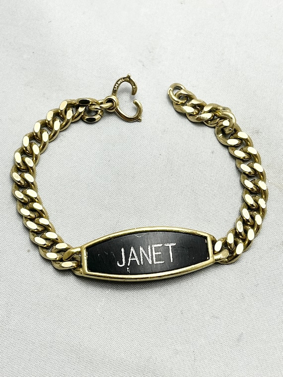 Vintage Speidel Janet Gold Chain Name Bracelet Etsy