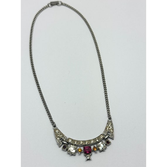 Vintage silver rhinestone collar necklace - image 2