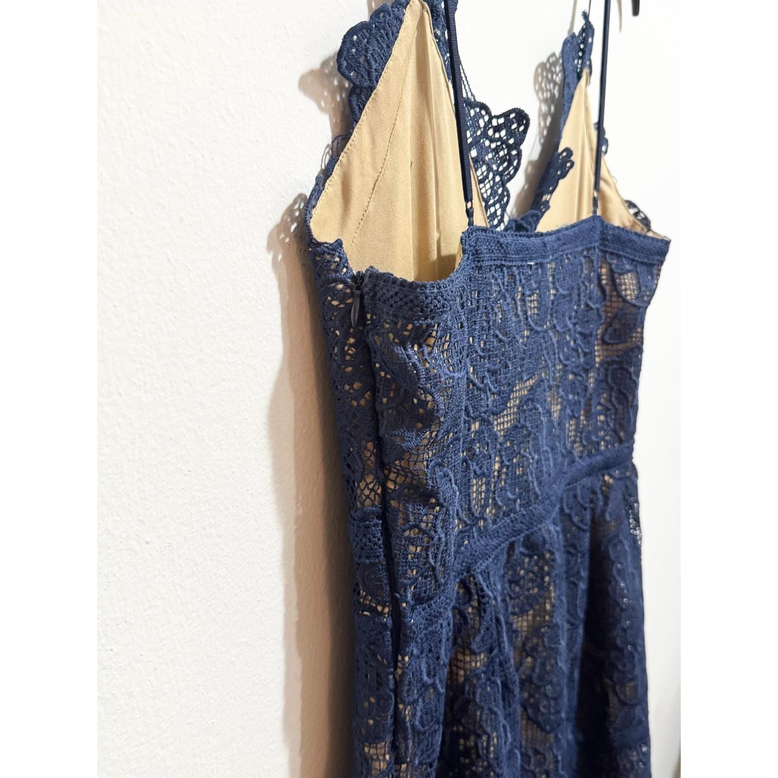 foxiedox blue lace dress Marjorie Fit & Flare Midi Dress, Womens, M, Navy SIZE:XXXL Maxi dresses Alternating panels Summer 23 Athleta Small Mock Neck