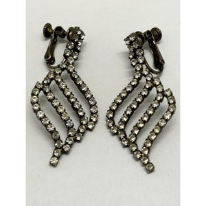 Vintage Les Bernard rhinestone dangle drop earrings