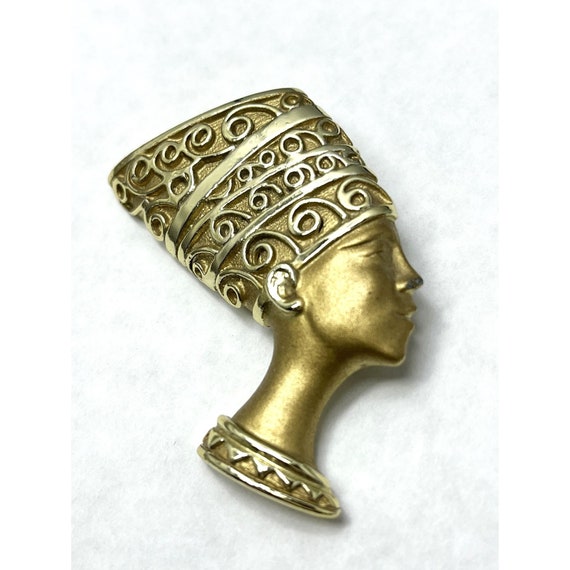 Vintage Pharaoh Head Brooch Pin - image 2