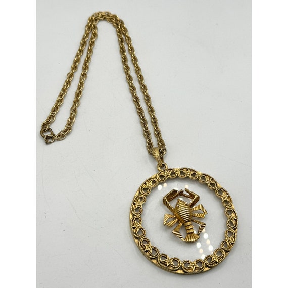 Vintage Scorpio Zodiac Lucite Pendant Necklace - image 2