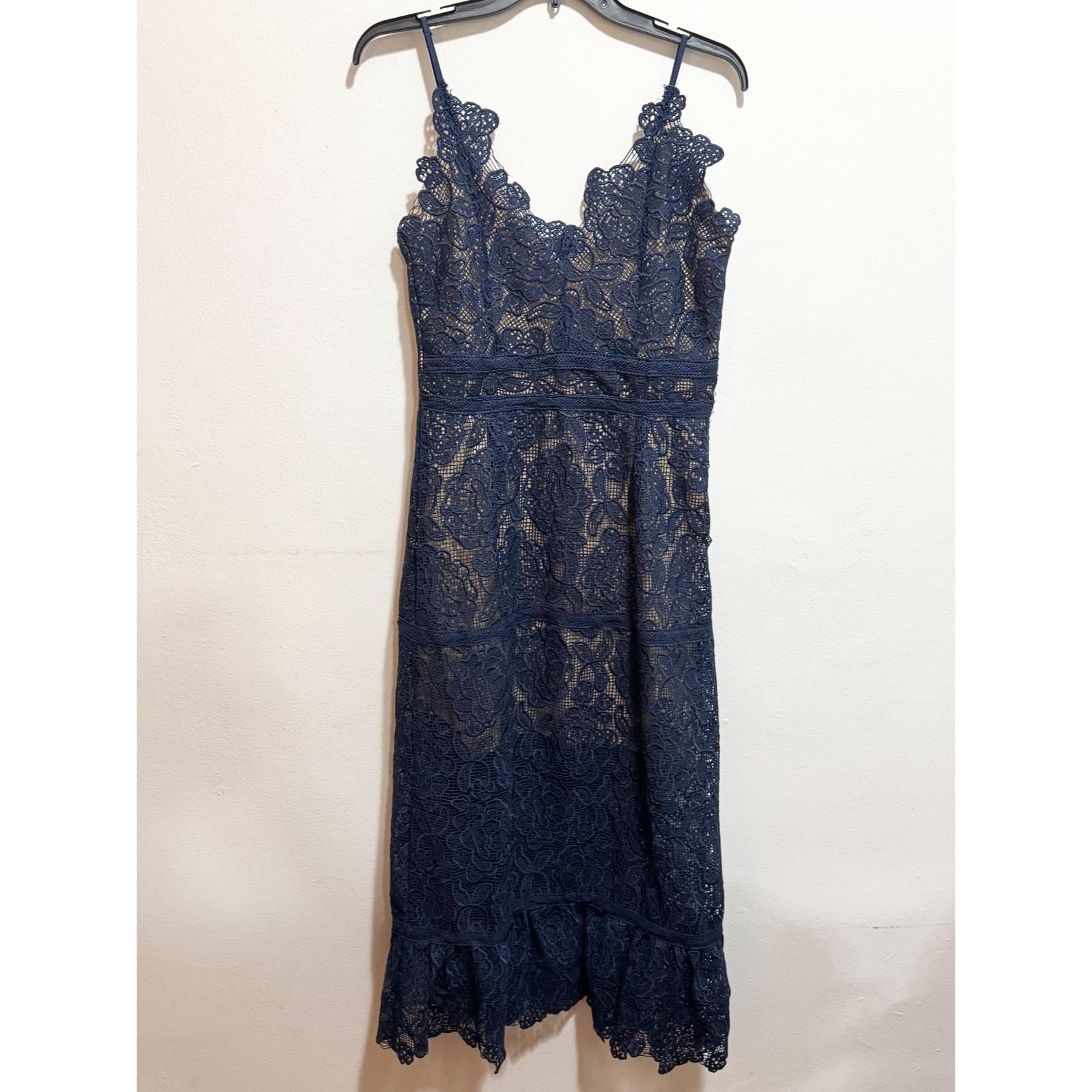 chinese dress ladies Lace Midi Dress Navy Blue main image 0