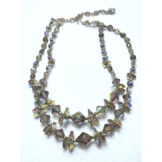 Vintage Faceted Crystal Glass Beaded Necklace - image 3