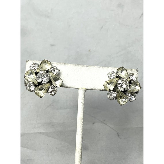 Vintage Coro Rhinestone Flower Earrings - image 4