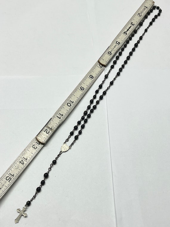 Vintage black beaded rosary necklace - image 5