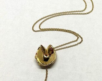 New Gold Fortune Cookie Necklace
