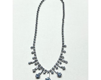 collier vintage en strass bleu