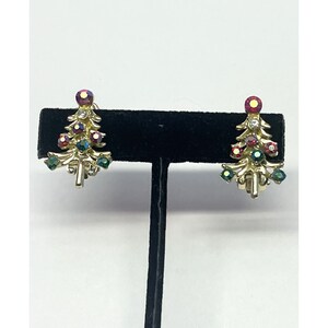 Vintage strass kerstboom oorbellen