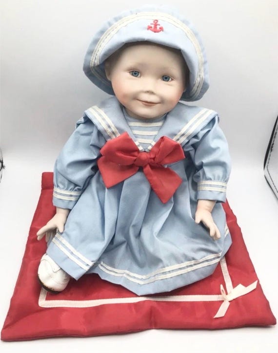 * antique doll ୨୧ ストローハットの ペグドールさん Ashton Drake Amanda the Sailor Porcelain Doll Yolanda Bello - Etsy
