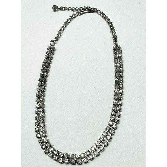 Vintage glass rhinestone two strand choker neckla… - image 3