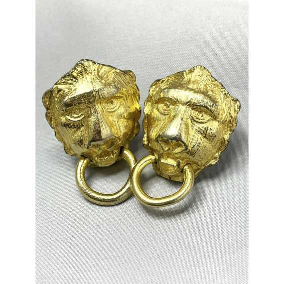 Vintage Lion Door Knocker Earrings - image 3