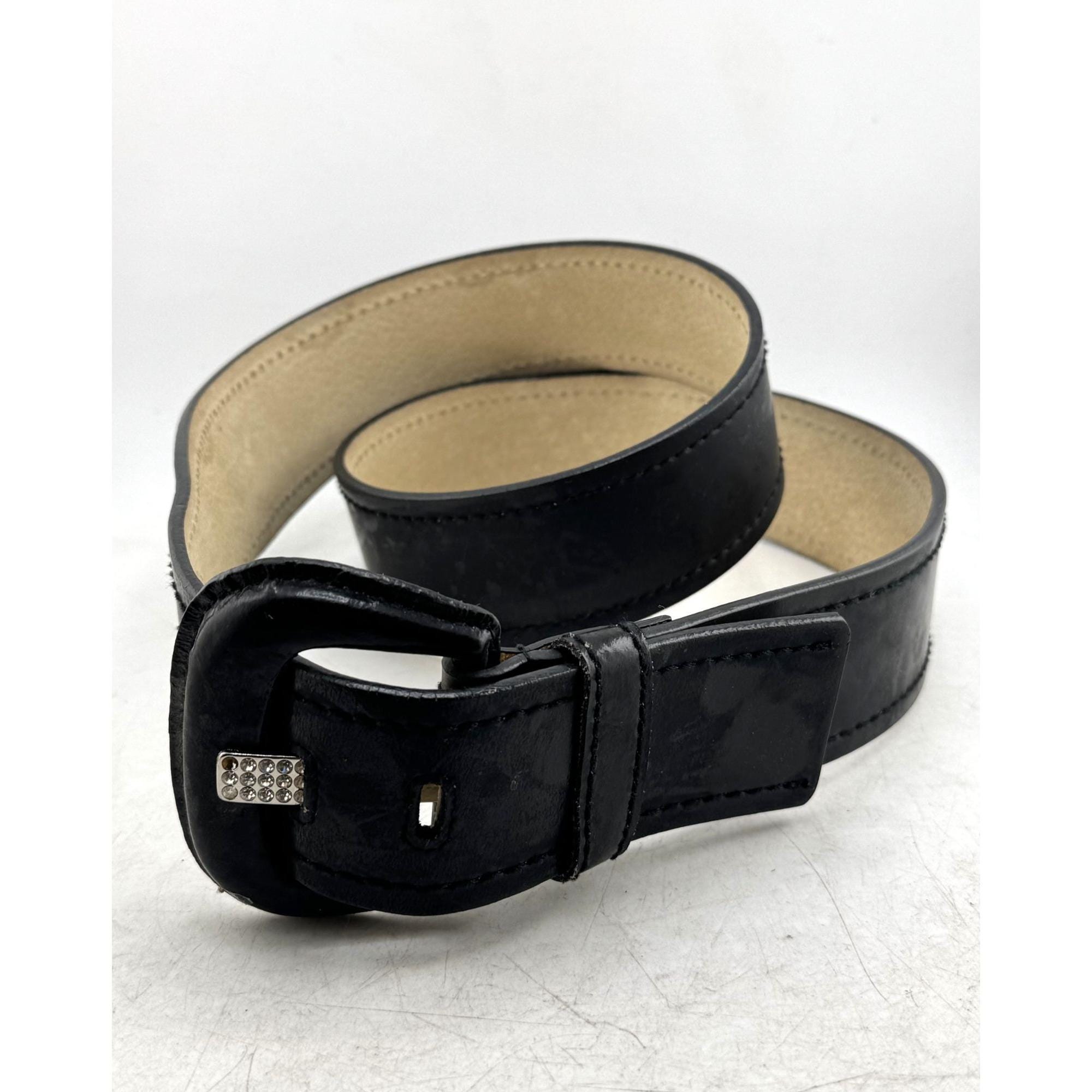 Calvin Klein CK Women's Rhinestone Genuine Leather Belt Size XL Extra Large