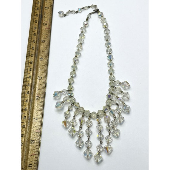 Vintage Crystal Beaded Tassel Fringe Collar Neckl… - image 7