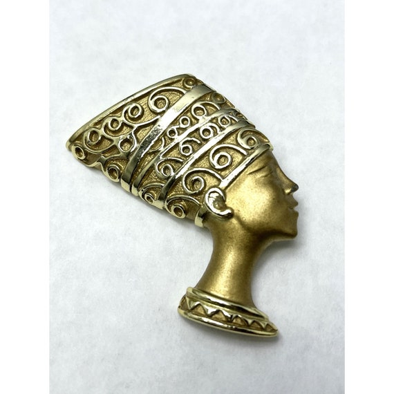 Vintage Pharaoh Head Brooch Pin - image 3