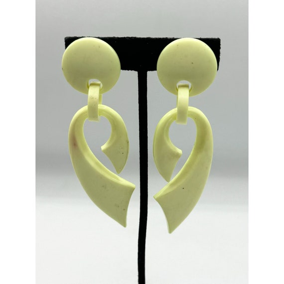 Vintage neon clip on dangle earrings - image 2