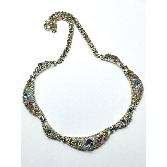 Vintage Jeweled Rhinestone Gold Necklace - image 2