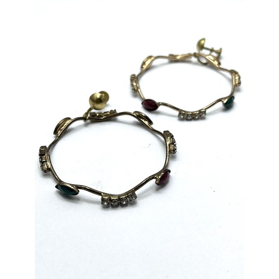 Vintage Rhinestone Hoop Earrings - image 3