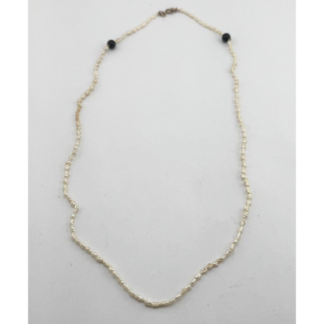 Vintage Sterling Rice Pearl Beaded Necklace - Etsy