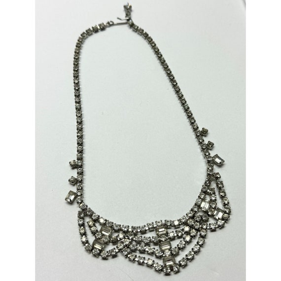 Vintage glass rhinestone bib collar necklace - image 3