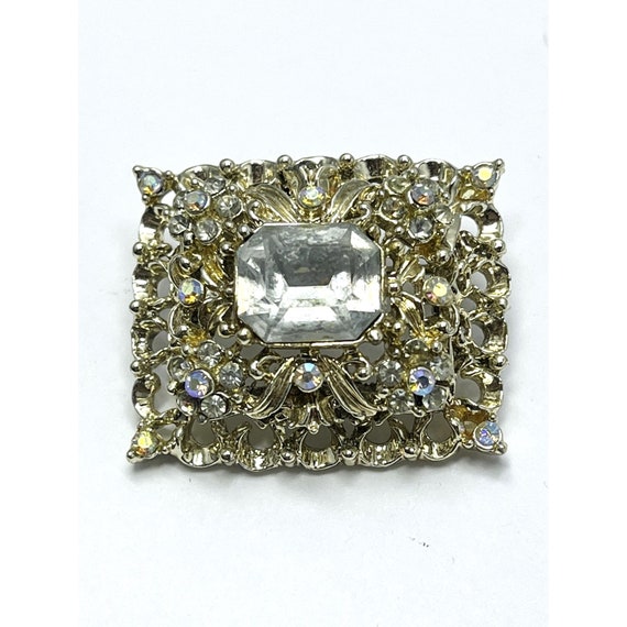 Vintage Coro Rhinestone Brooch Pin - image 1