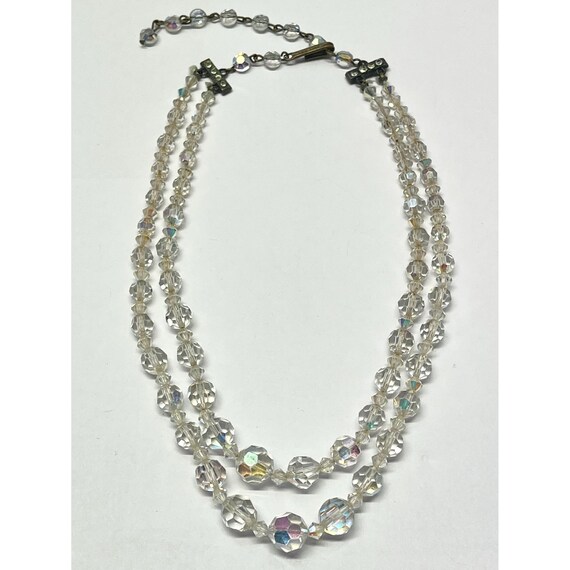 Vintage crystal double stand necklace - image 2