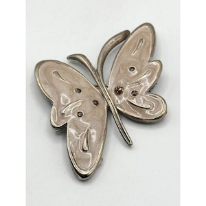 Brown enamel purple glitter butterfly brooch pin